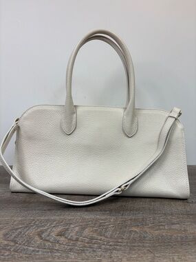 Claudia Firenze Cream Pebbled Leather Satchel – Made in Italy